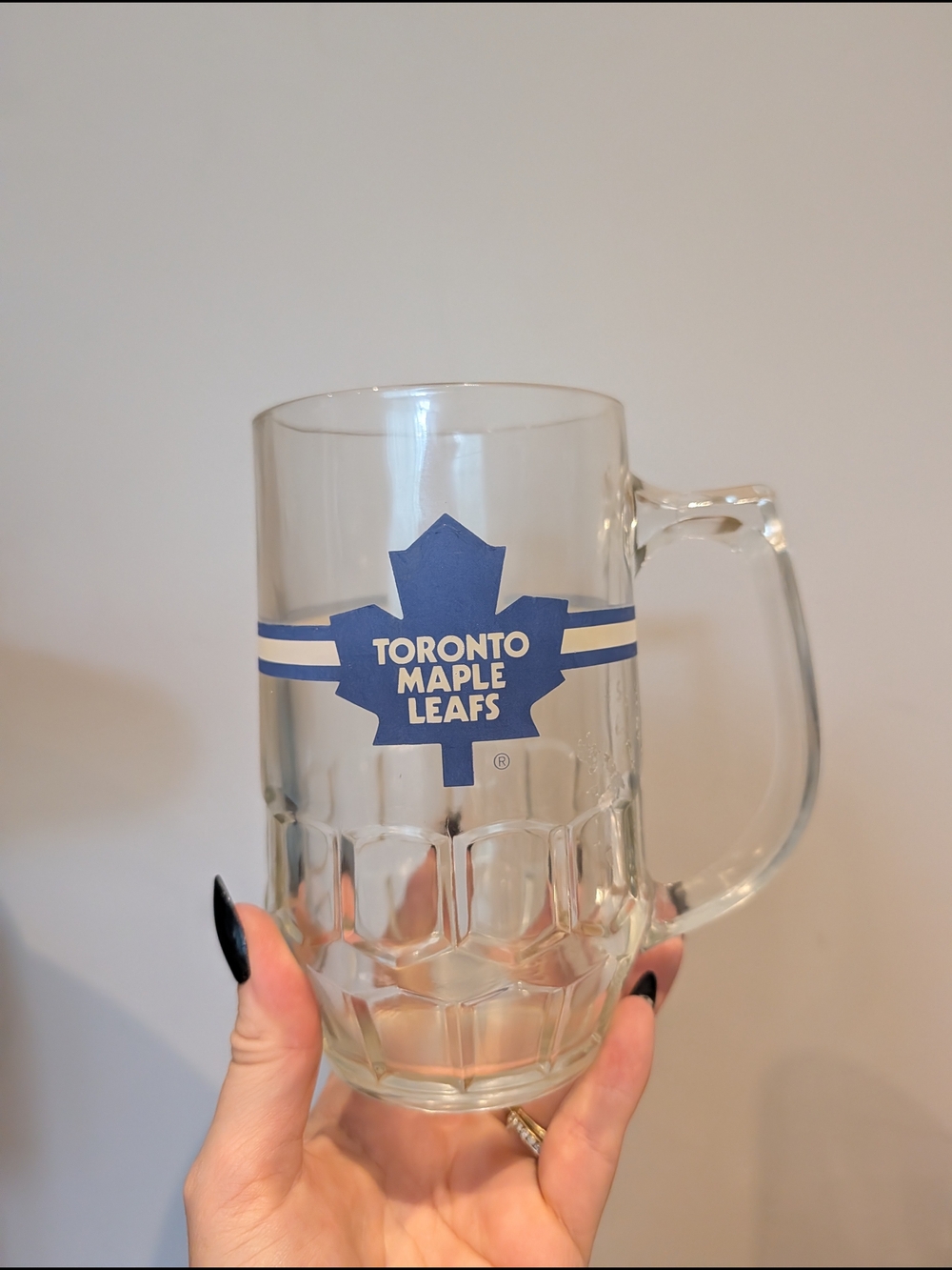 Vintage Toronto Maple Leafs 1993 Blue Glass Beer Mug